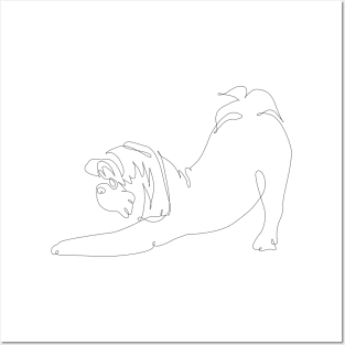 One line Shih tzu Downward Dog Posters and Art